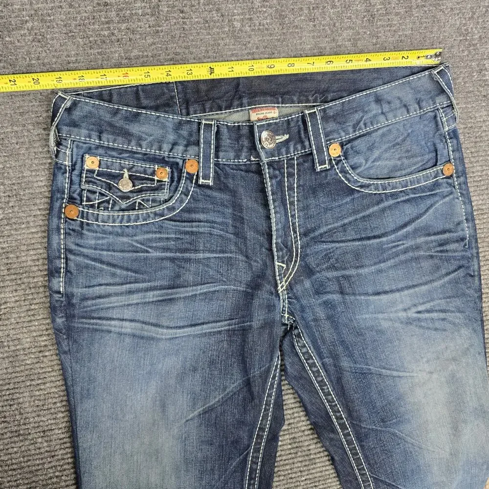 True Religion Billy Big T Jeans Mens 36x30 Blue Made USA Thick Stitch Y2K